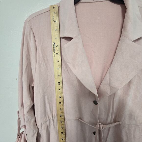 Long-sleeved trench coat with cuffs, lapel coat with drawstring waist - Picture 7 of 12